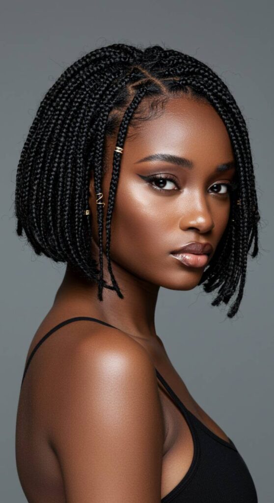 Bob Knotless Braids with Accessories