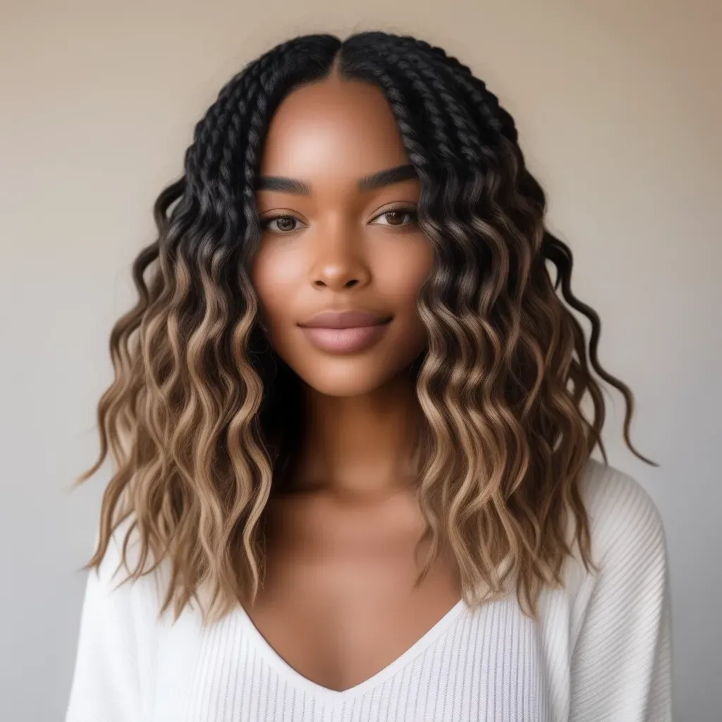 knotless braids bob with loose waves