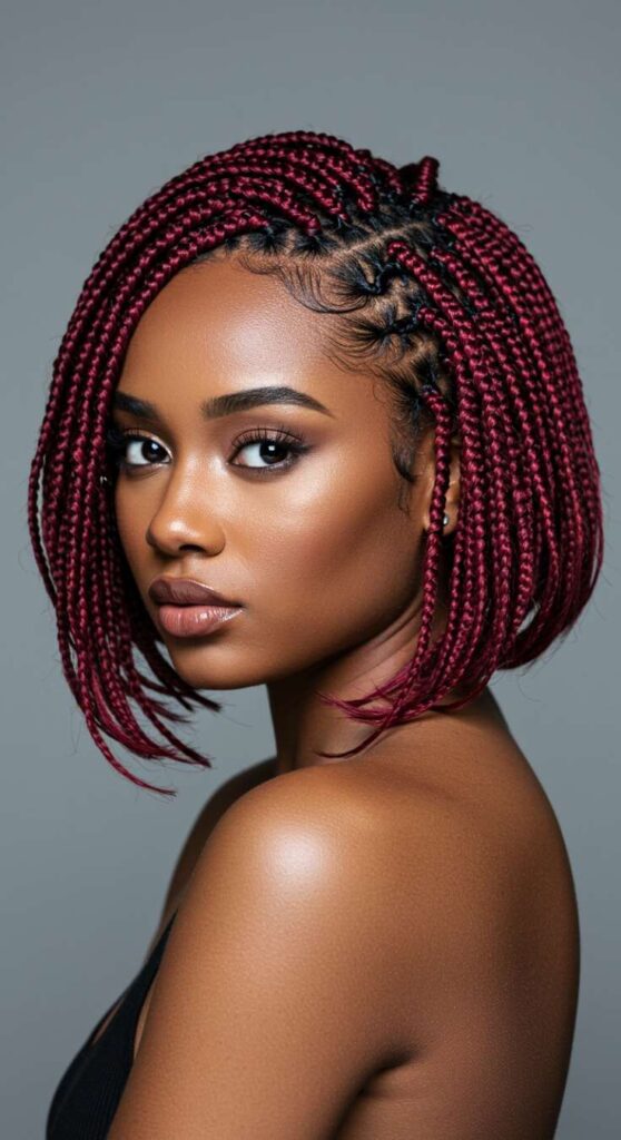 Colored Bob Knotless Braids