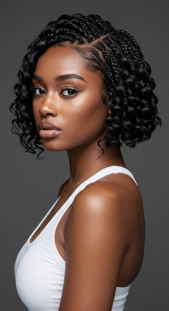 Curled End Bob Knotless Braids