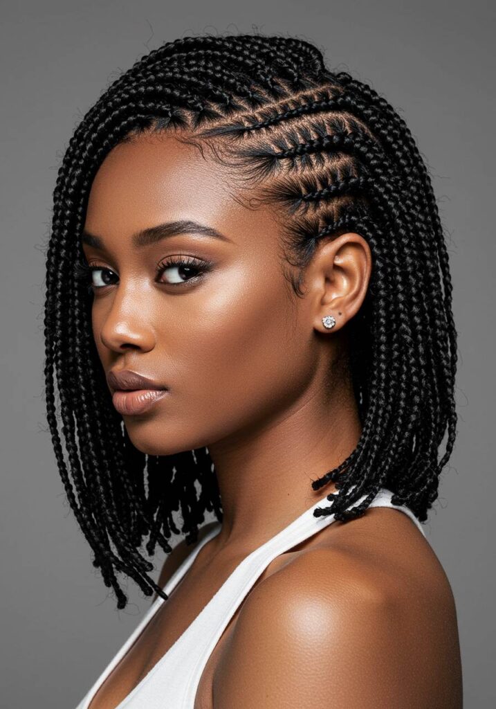 Elegant Side-Parted Braids