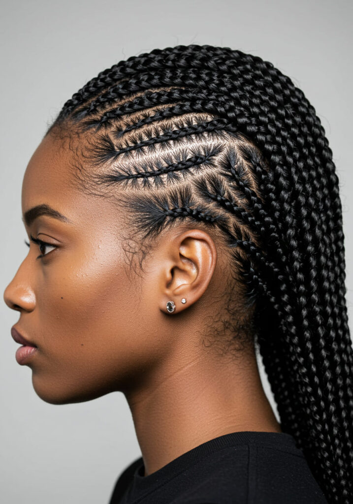 Fulani Braids with Geometric Patterns