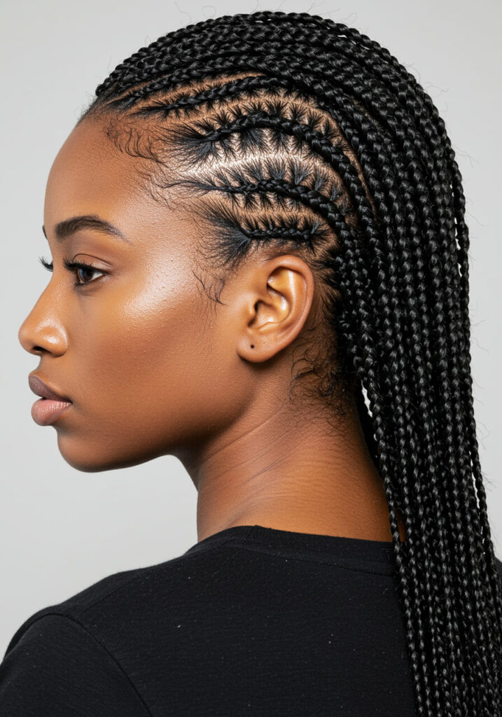 Fulani Braids with Zigzag Parts