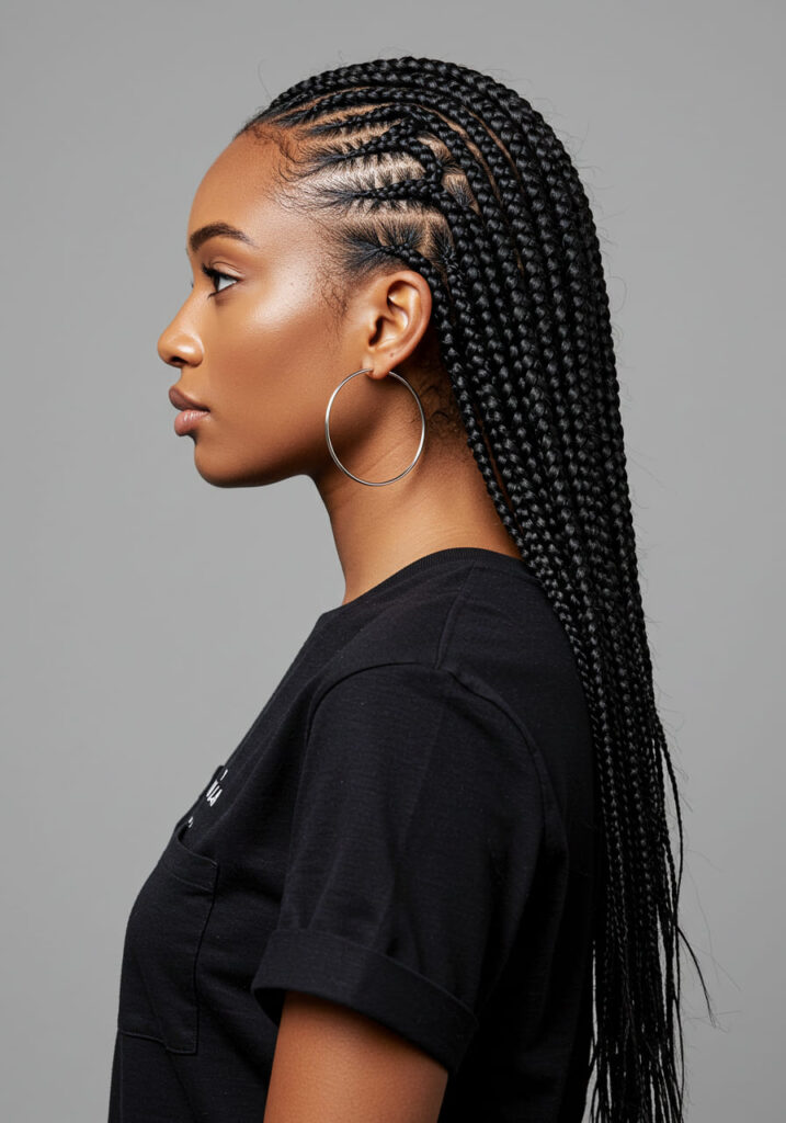 Fulani Braids with a Half-Up, Half-Down Style