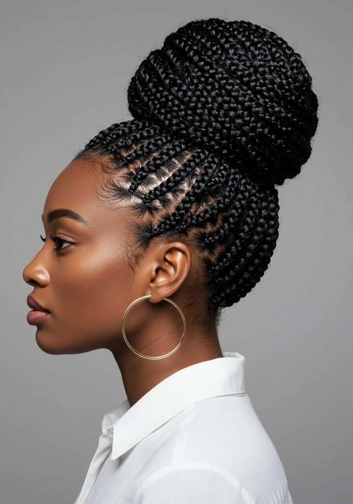 Fulani Braids with a High Bun