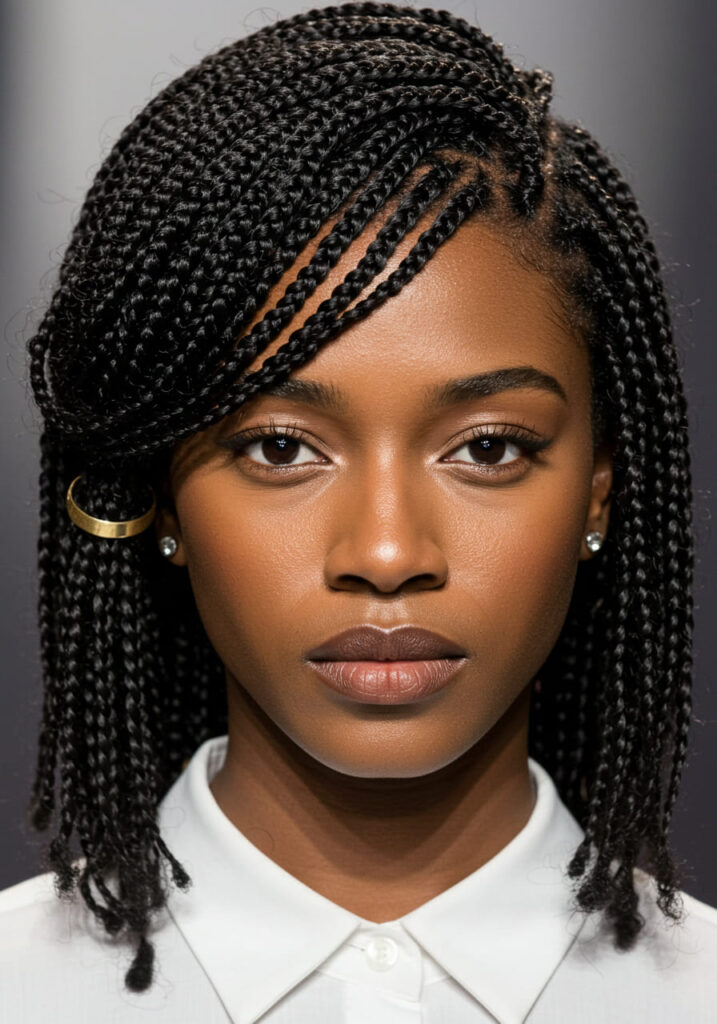 Fulani Braids with a Side Swept Bang