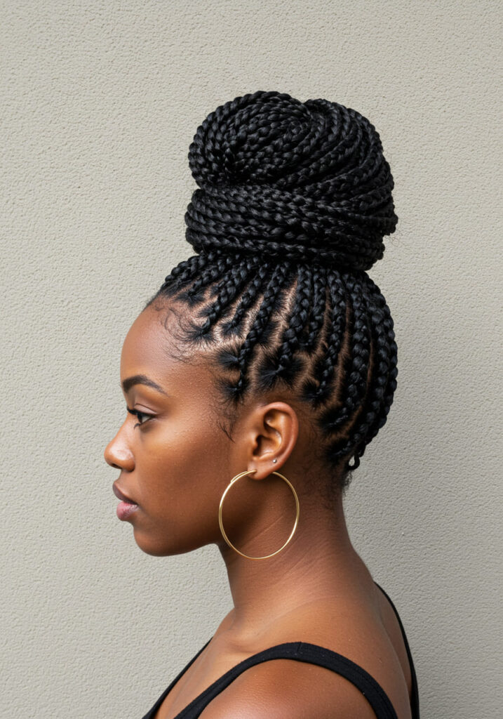 Fulani Braids with a Top Knot