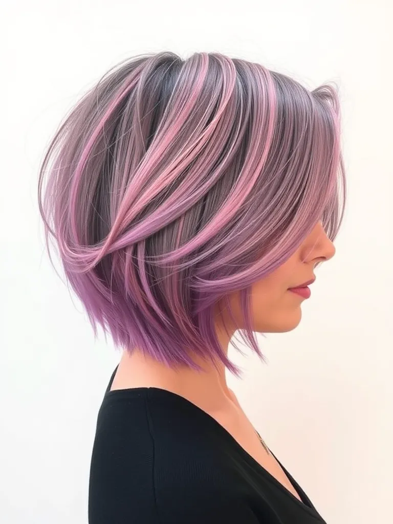 Asymmetrical Bob with Color Pop