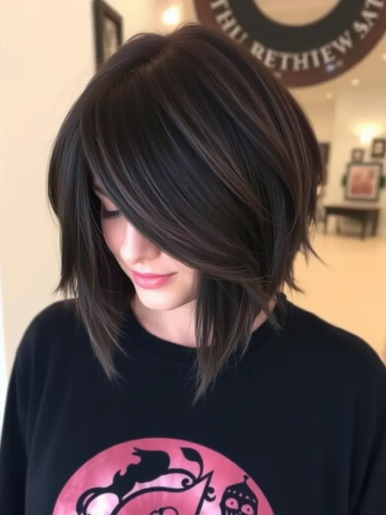 Asymmetrical Bob with Feathered Ends