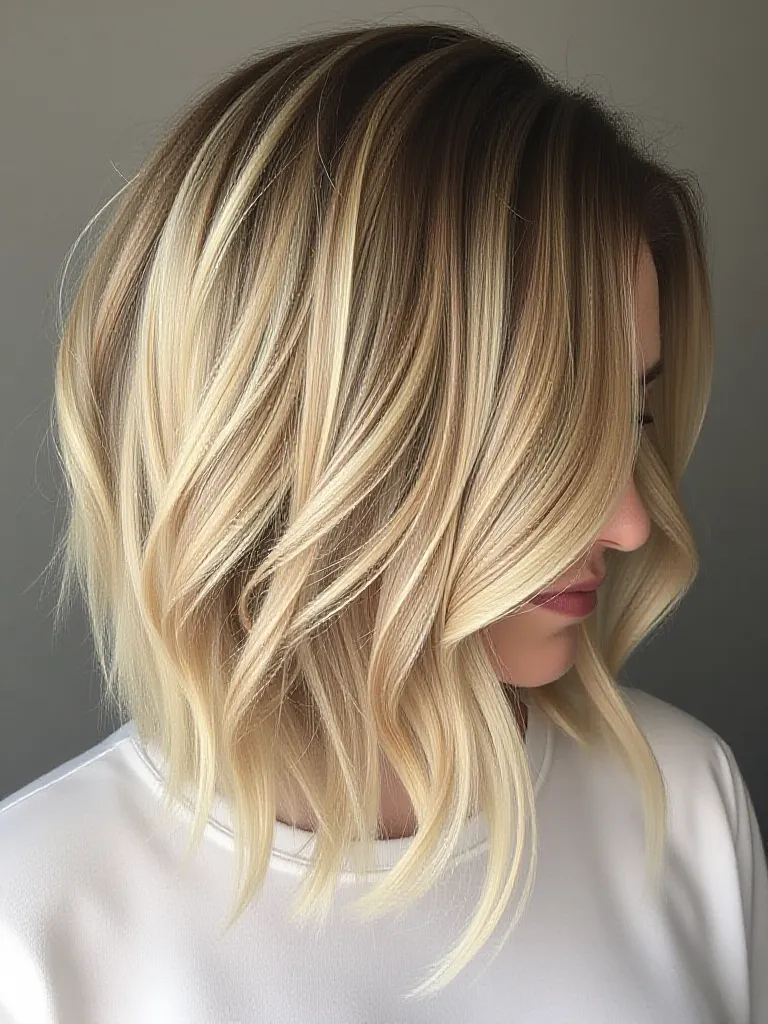 Asymmetrical Bob with Highlights