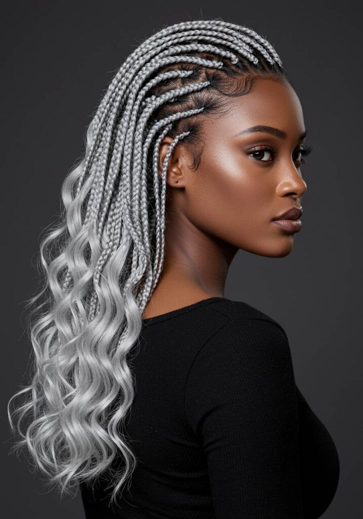 Silver Grey with Wavy Ends