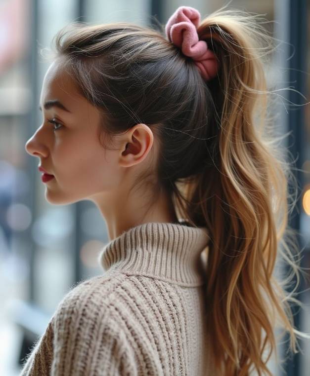 High Ponytail with a Scrunchie