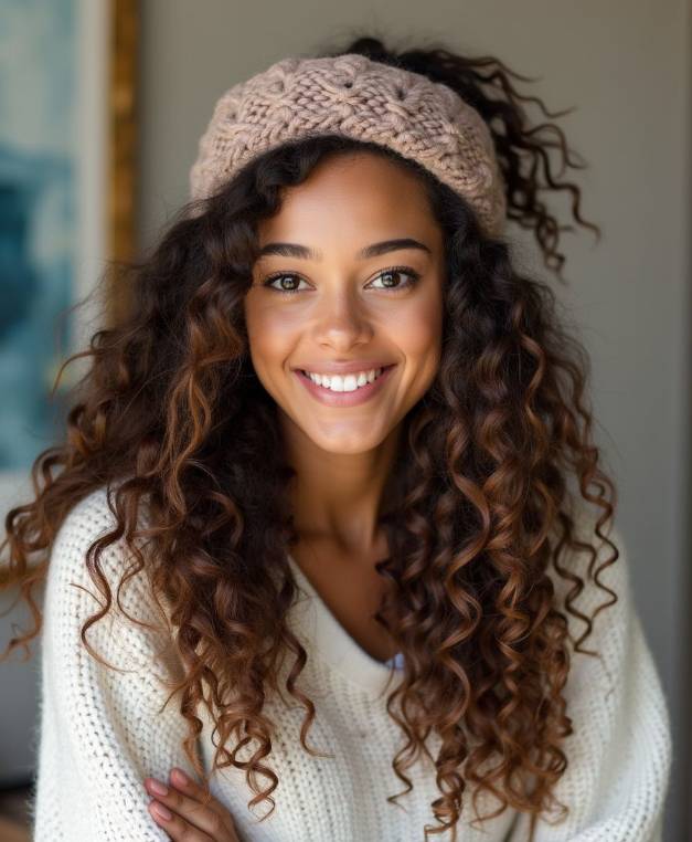 Natural Curls with a Knit Headband