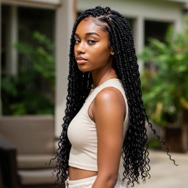 Aiza Beauty Boho Knotless Braids with Curly Ends