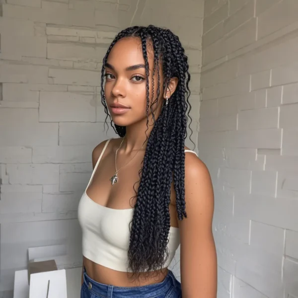 Boho knotless braids with curly ends