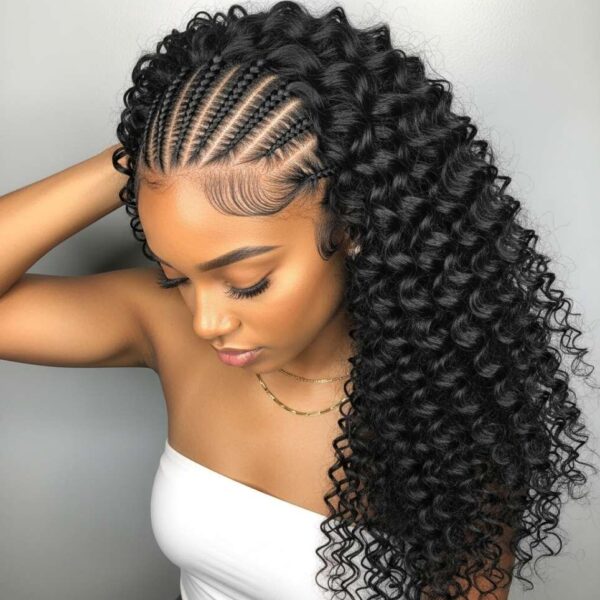 Spanish curly boho knotless braids