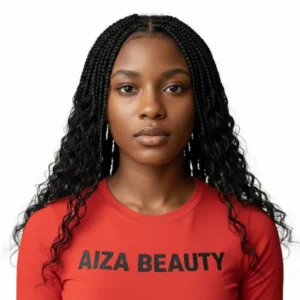 Wet-look Boho Knotless Braids with Loose Curls