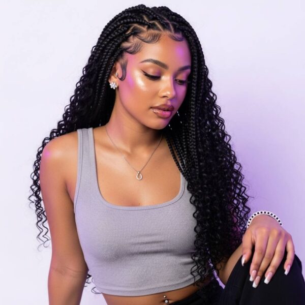 boho knotless braids with curls