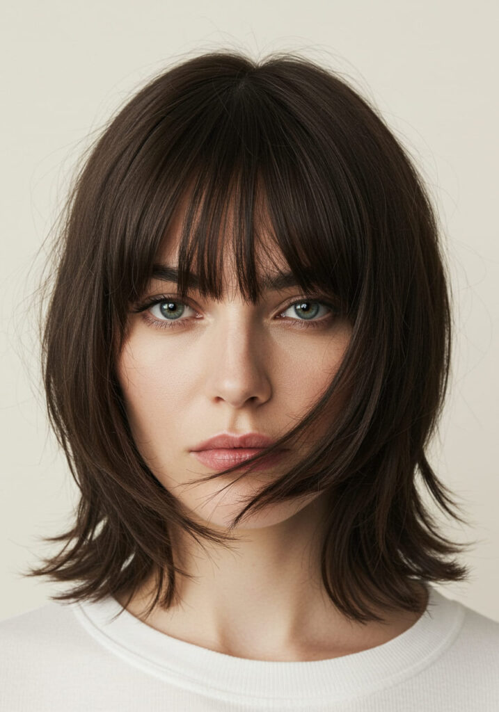 Bangs with a Center-Swept Fringe