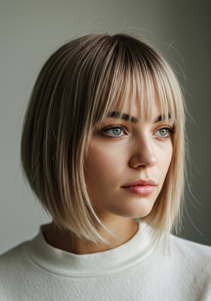 Beveled-edged bangs