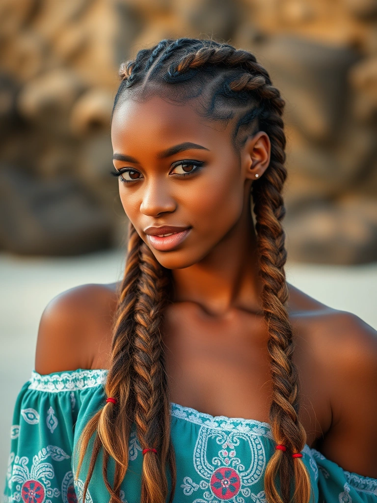 Boho Braids with Beachy Waves