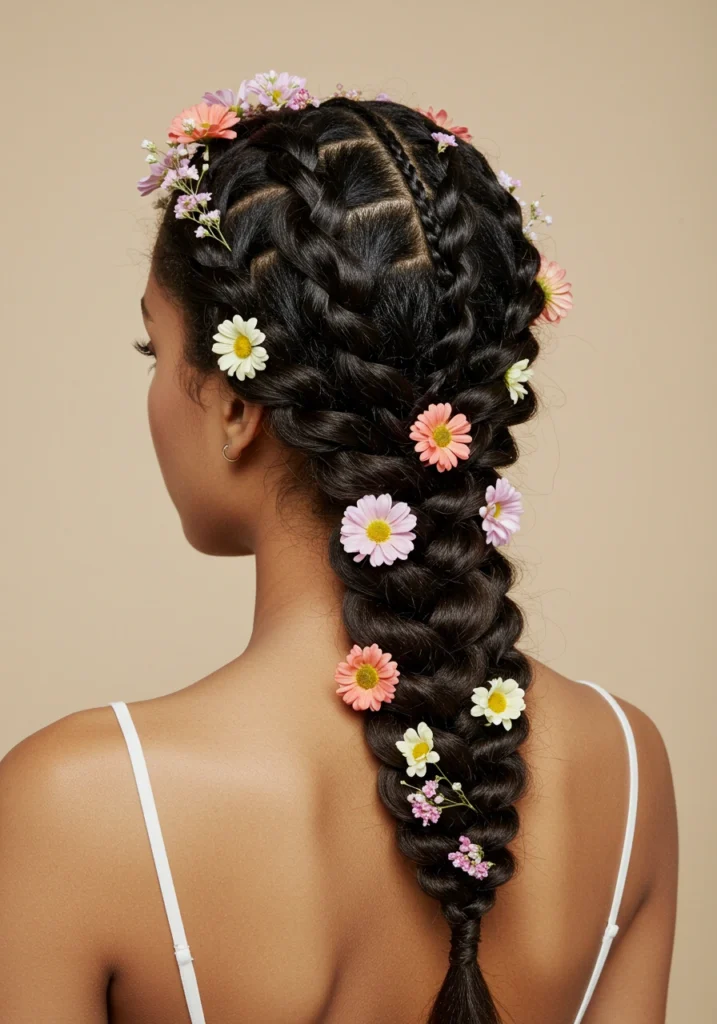 Boho Mermaid Braids with Floral Accents