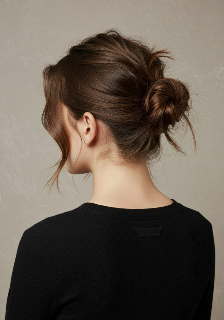 Half-Up Low Messy Bun