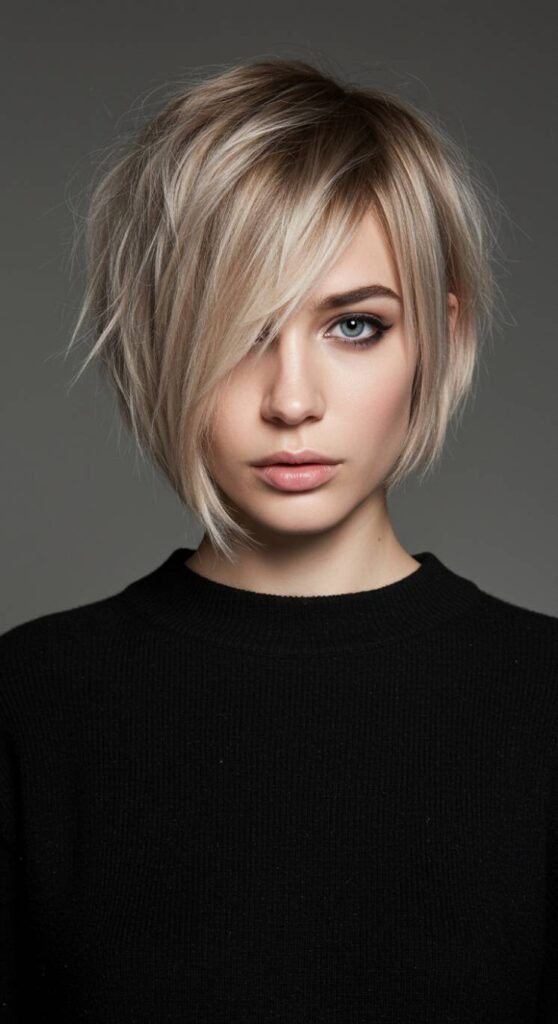 Asymmetrical Bob with Piece-Y Bangs