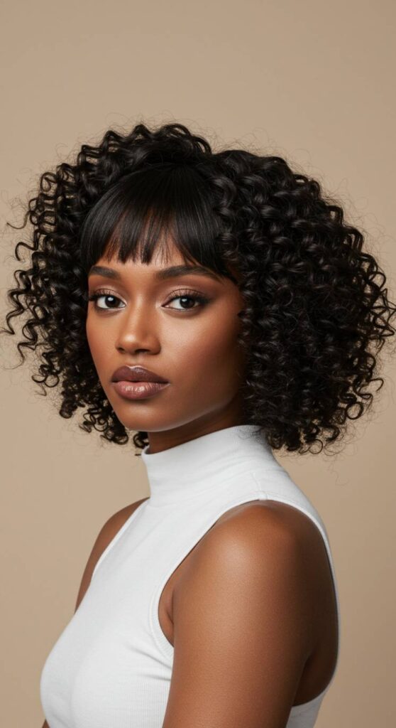 Defined Curls with Soft Side Bangs