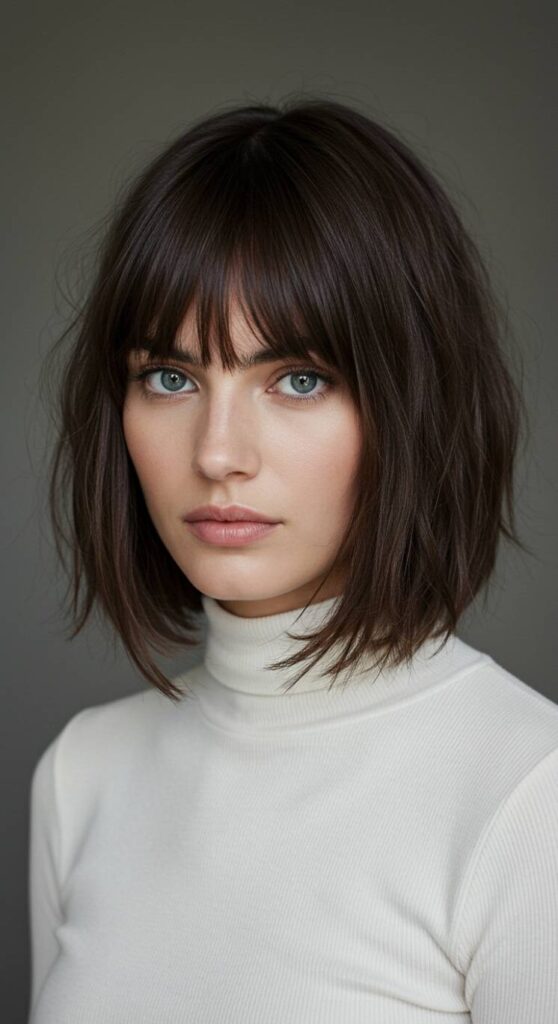 Effortless Curtain Bangs Lob