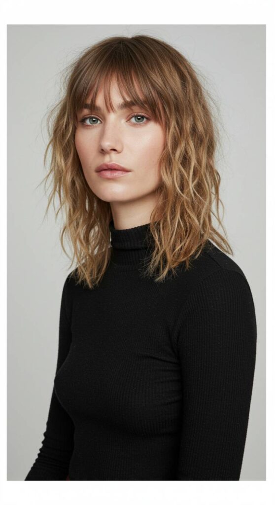 Tousled Beach Waves with Feathered Bangs