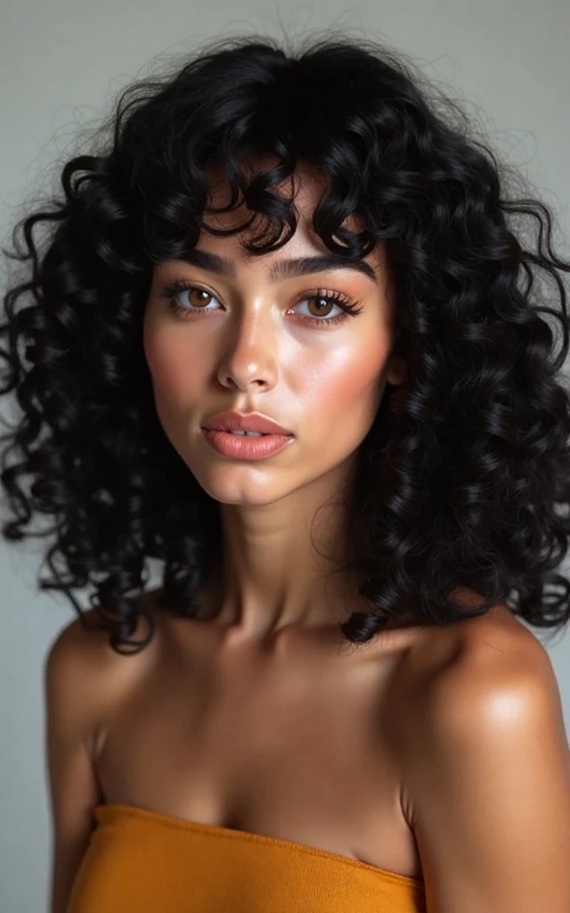 Voluminous Curls with Baby Bangs