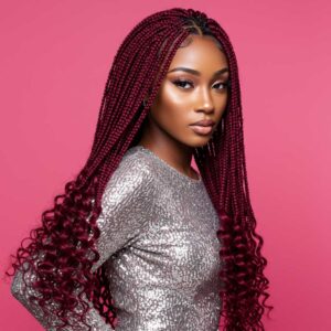 99J burgundy box braids