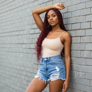 Burgundy Boho Box Braids with Curly Ends