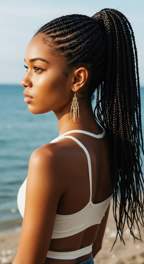 High Ponytail Boho Braids