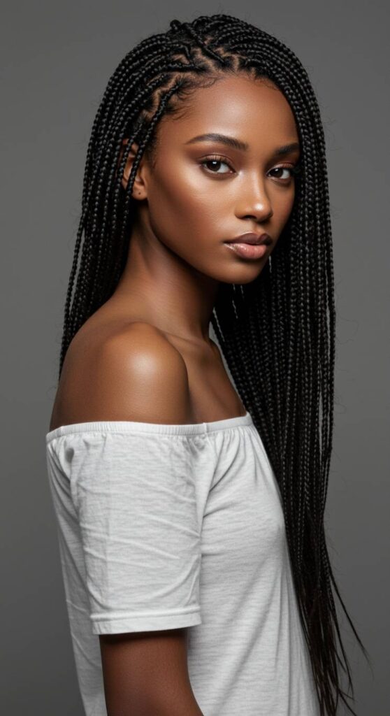 Side-Swept Boho Knotless Braids