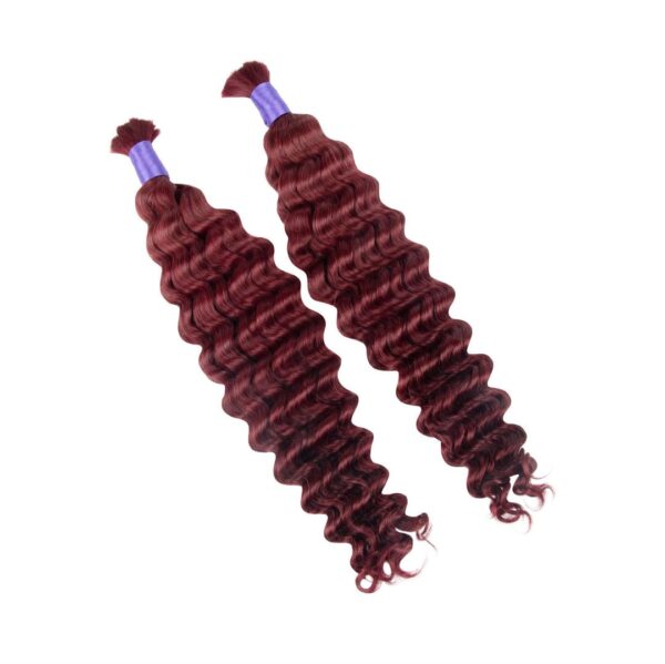 99J Burgundy Bulk Human Braiding Hair Deep Wave - Image 3