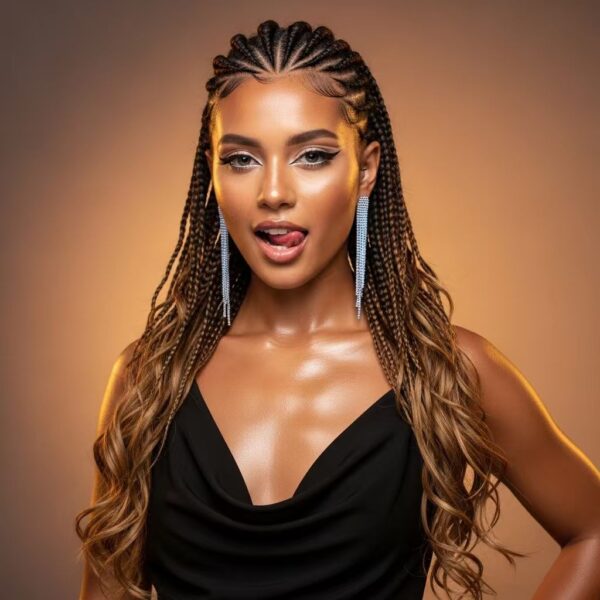 Color 4 dark brown long boho knotless braids​
