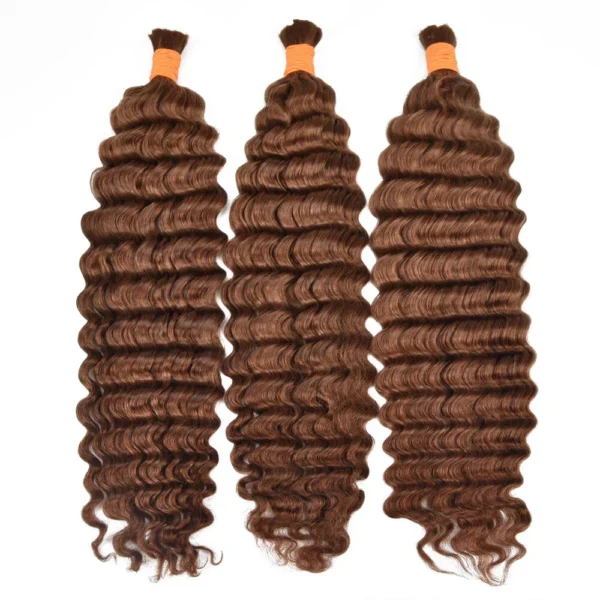 Dark brown deep wave human braiding hair
