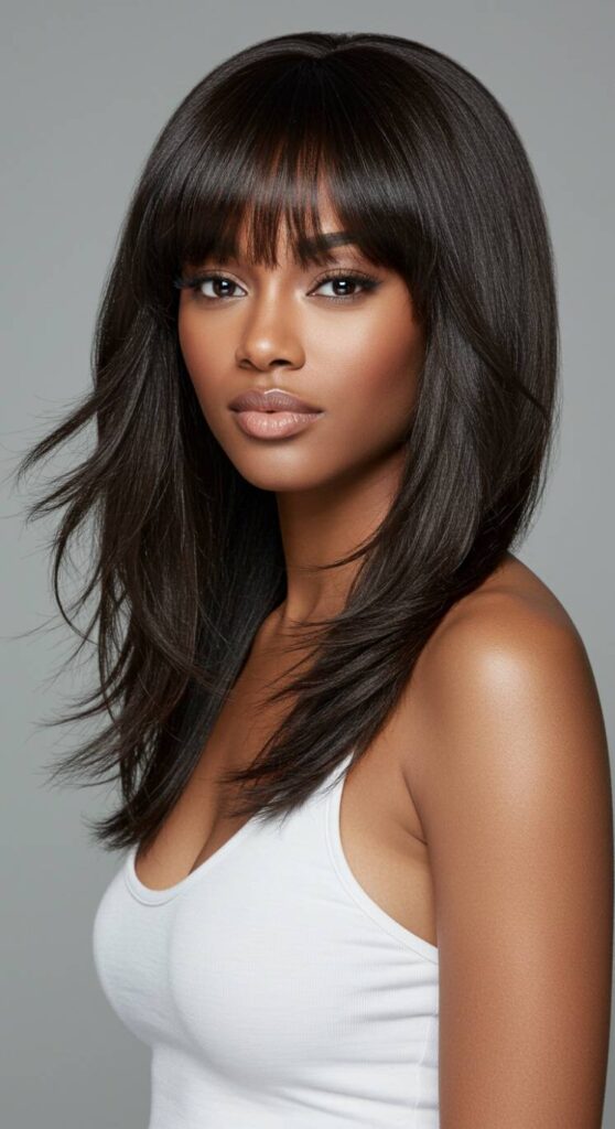 Long Layers with Side Bangs
