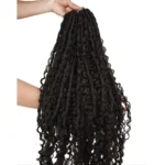 Pre-looped Boho Faux Locs Braids Crochet With Curly Human Hair Ends