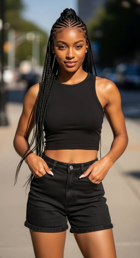 Half-Up Half-Down Cornrows