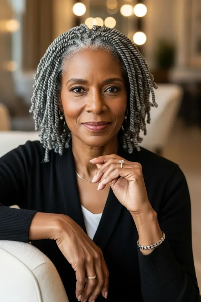 human crochet hair for women over 50 with a gray blend