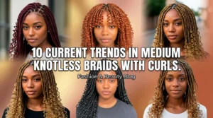 10 Current trends in medium knotless braids with curls