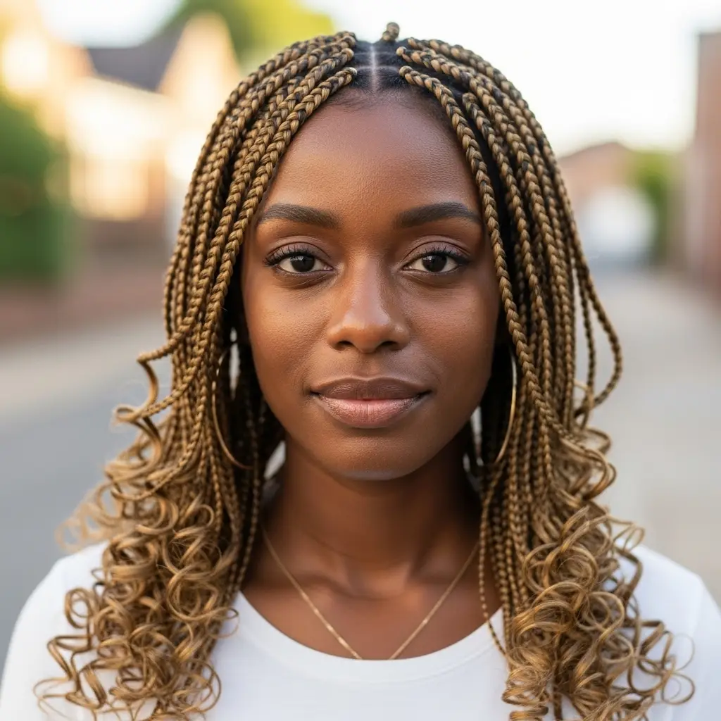 Medium Knotless Braids With Boho Ends