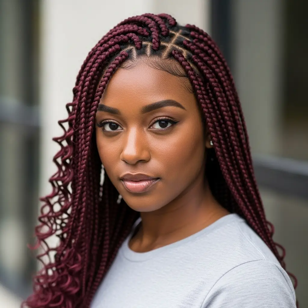 Medium Knotless Braids With Goddess-Inspired Curls