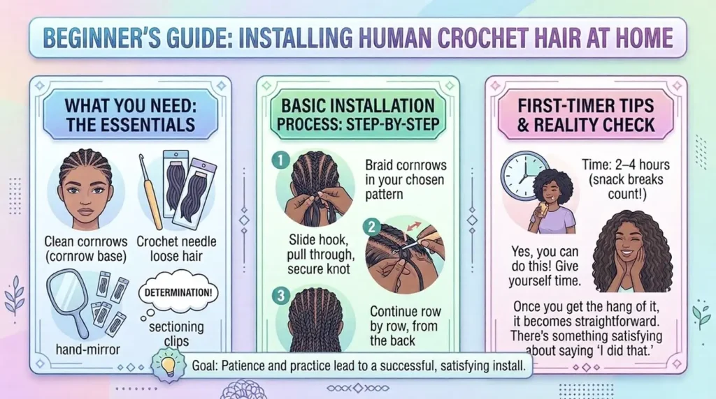 Can a Beginner Install Human Crochet Hair at Home?