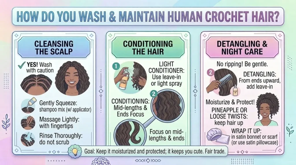 How Do You Wash and Maintain Human Crochet Hair?